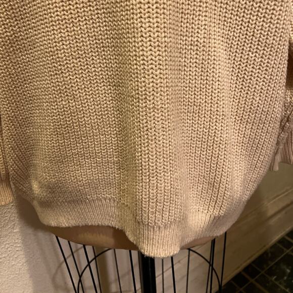 H&M Divided Crème Ribbed Mock Neck Sweater Oversized Size L - Picture 9 of 10